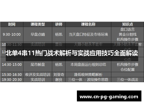 北单4串11热门战术解析与实战应用技巧全面解读