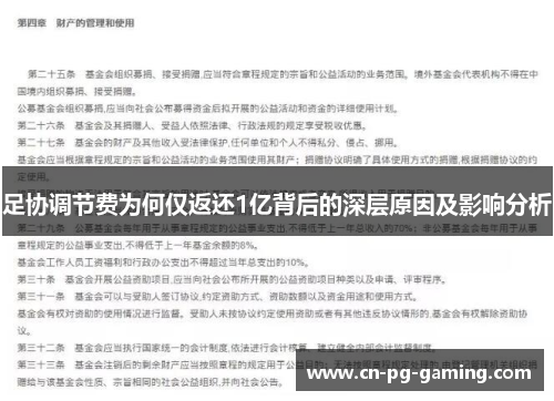 足协调节费为何仅返还1亿背后的深层原因及影响分析